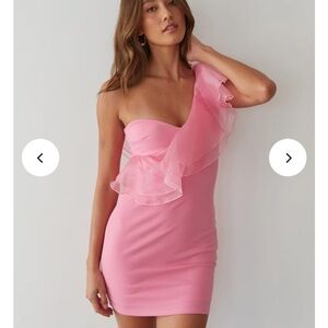 American Threads Pink Asymmetrical Ruffled Dress